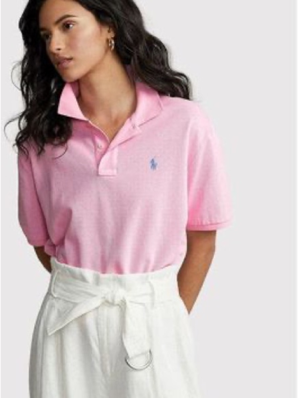 Polo by Ralph Lauren Cotton Cropped Boxy Fit Polo Shirt in Pink Women’s Medium